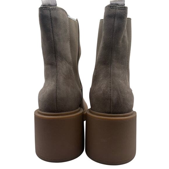 Dolce Vita Caster Tan Suede 7M Gage Leather Ankle Boots Bootie Chunky Mushroom - Picture 5 of 9